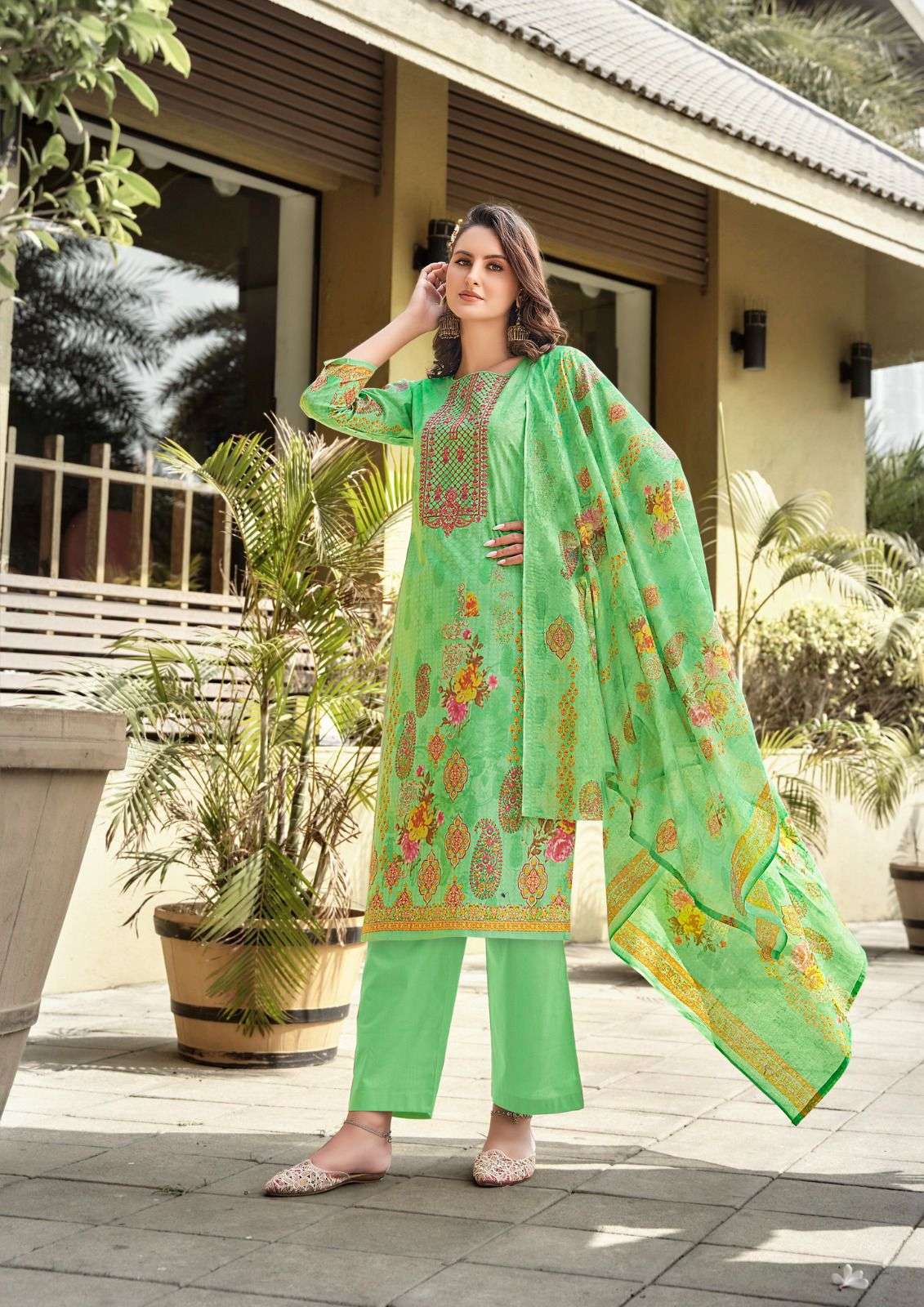 Yashika Trends Muskan Heavy Cotton Karachi Print Self Embroidery On Wholesale