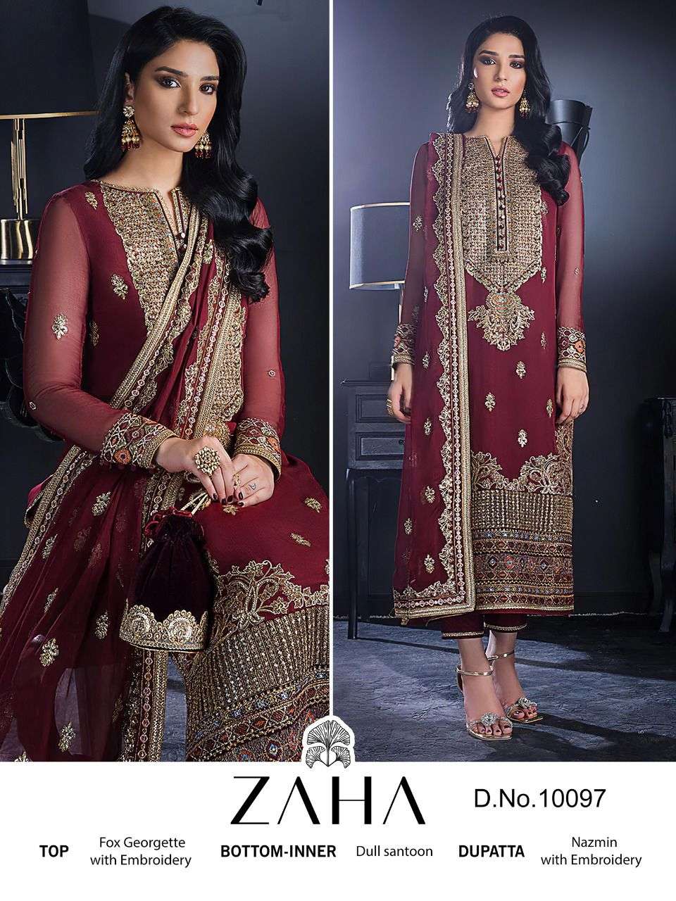 Zaha Khushbu Vol 2 Designer Faux Georgette Pakistani Suits On Wholesale