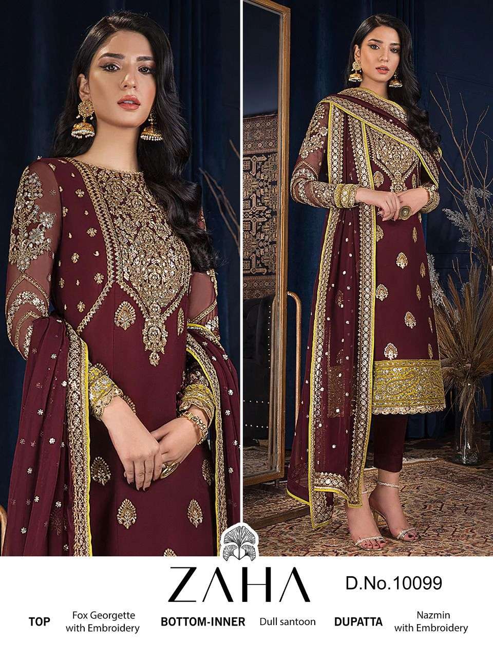Zaha Khushbu Vol 2 Designer Faux Georgette Pakistani Suits On Wholesale