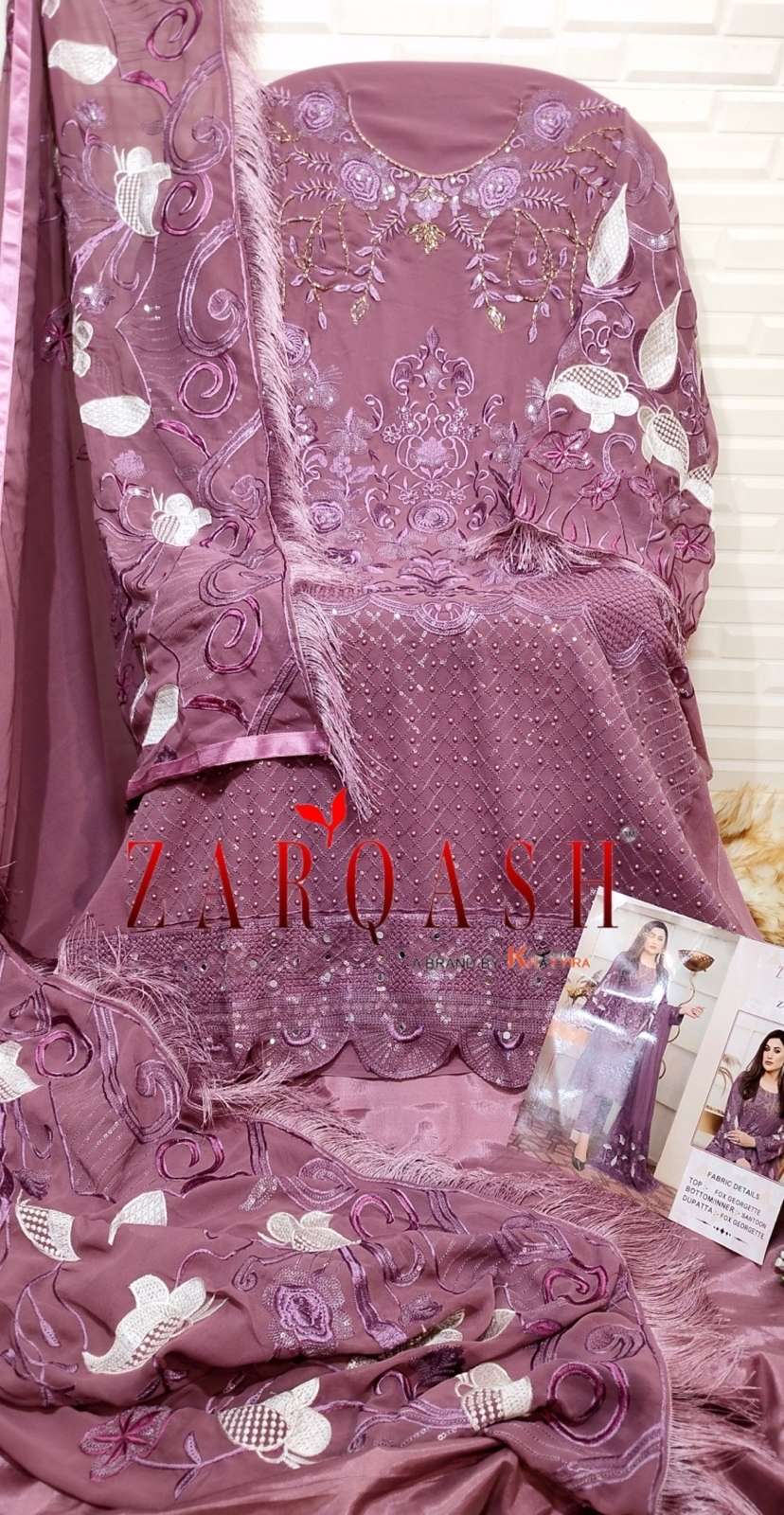 Zarqash Suits Z 3010 Fox Georgette With Khatali Work Pakistani Suits On Wholesale
