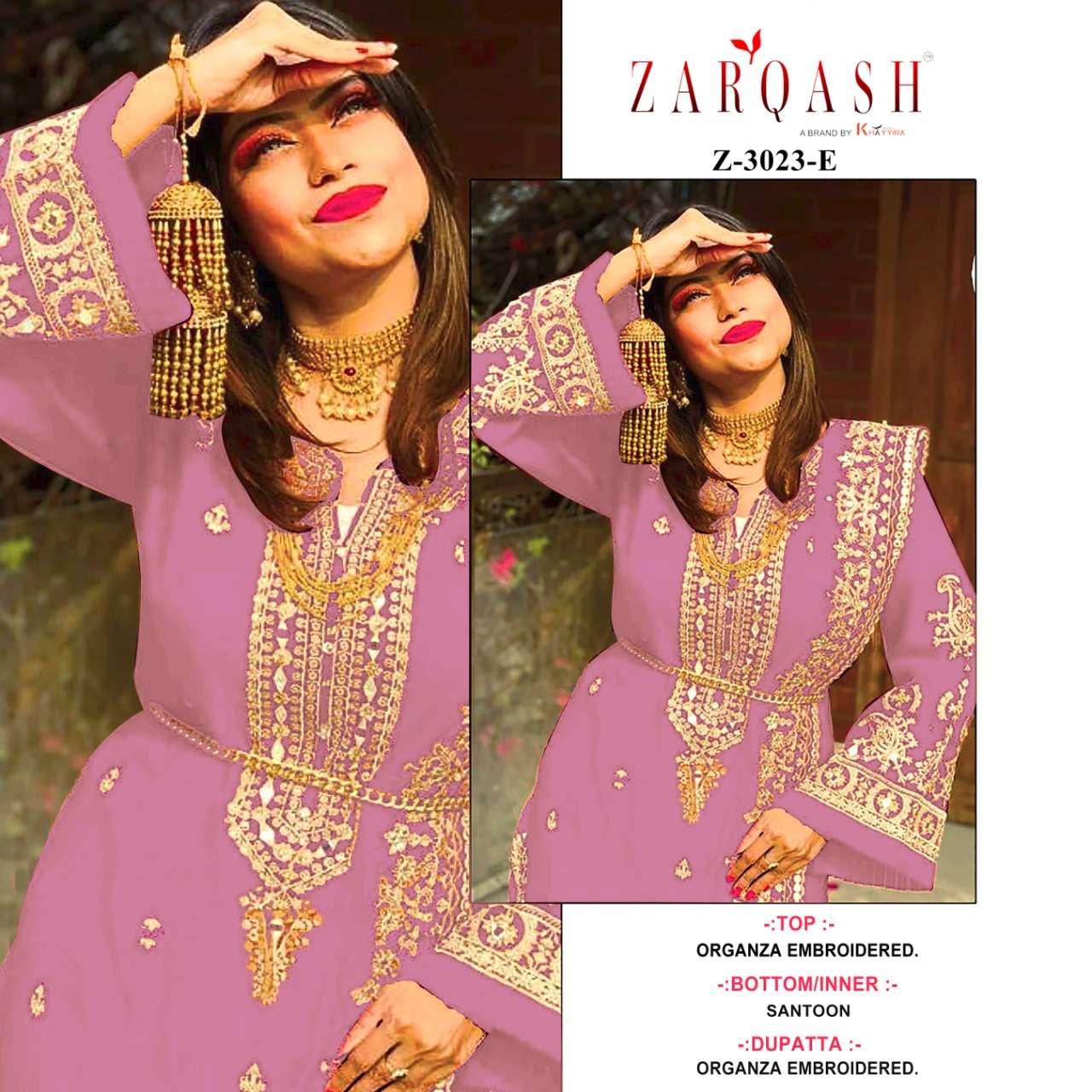 Zarqash Z 3023 Organza With Embroidery With Real Mirror Work On Wholesale
