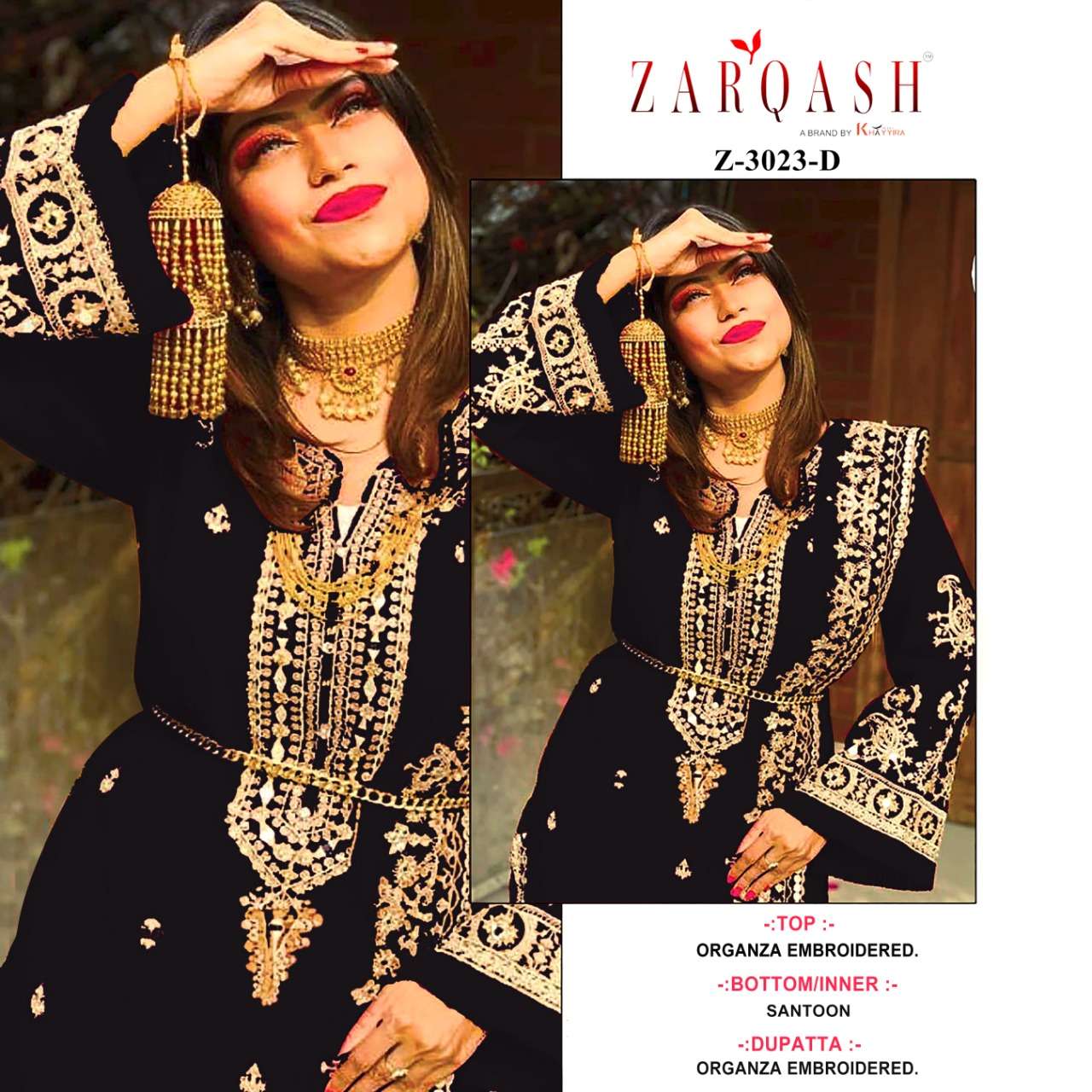 Zarqash Z 3023 Organza With Embroidery With Real Mirror Work On Wholesale