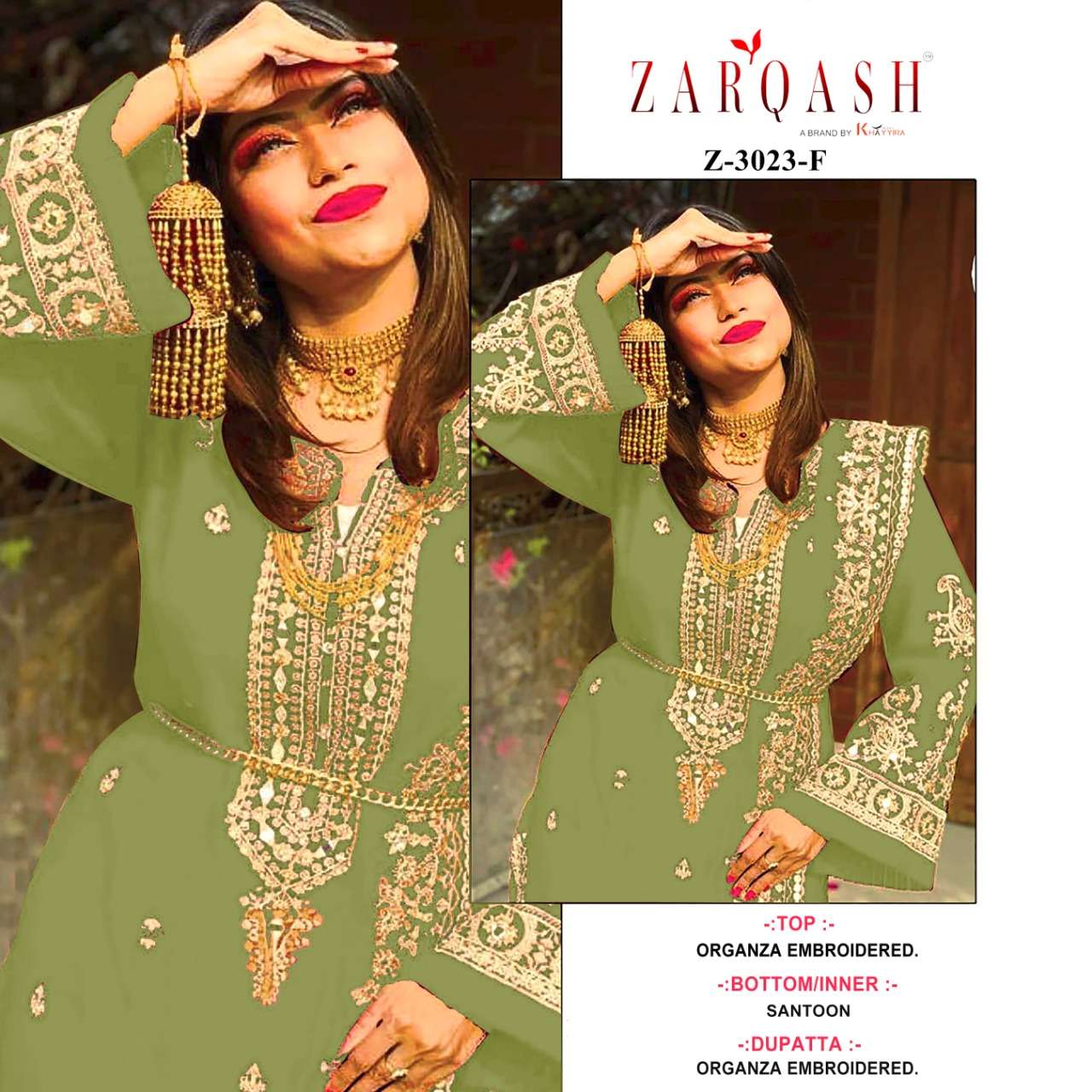 Zarqash Z 3023 Organza With Embroidery With Real Mirror Work On Wholesale