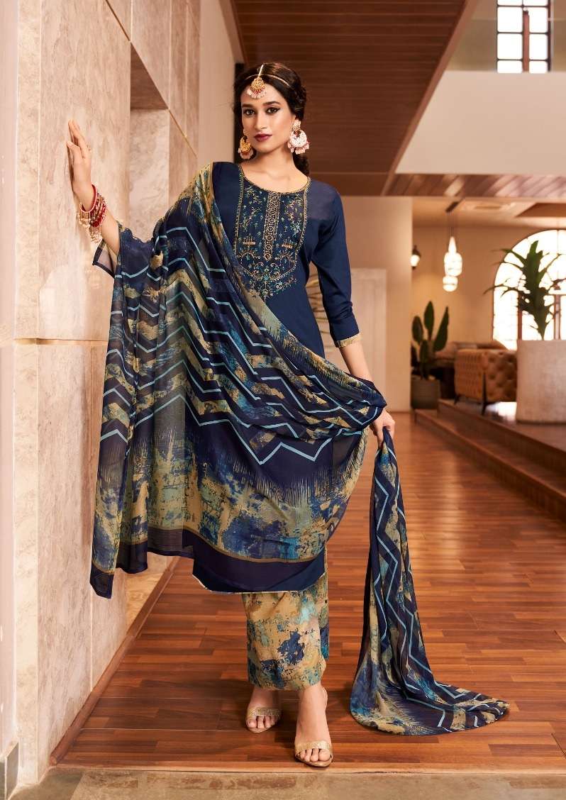 Alok Zulfat Designer Suit Mohak Pure Heavy Jam Cotton With Heavy Embroidery Work On Wholesale