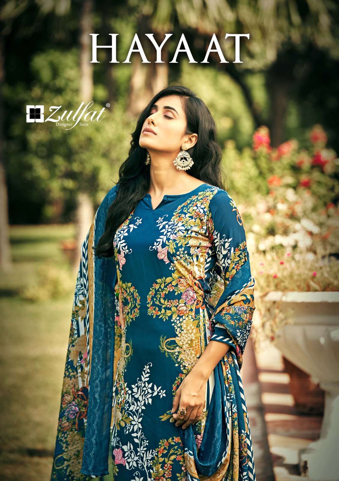 Zulfat Designer Suits Hayaat Pure Cotton Top & Bottom With Pure Nazneem Dupatta On Wholesale