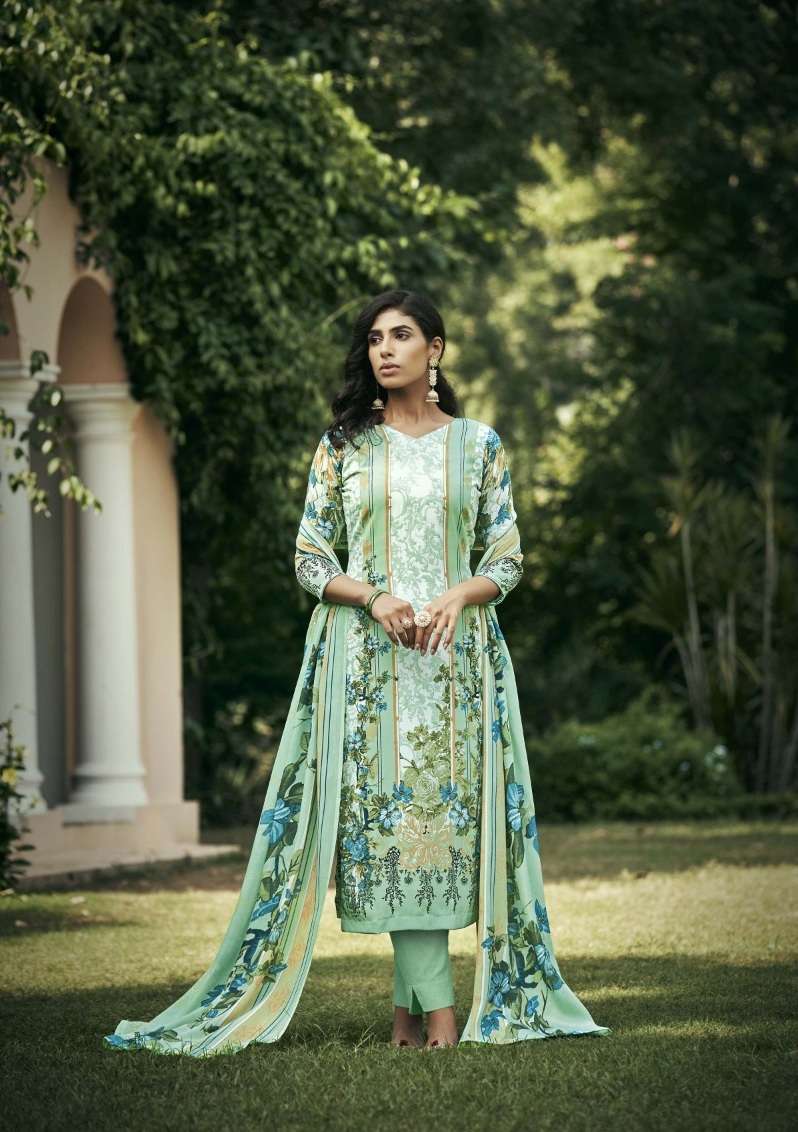 Zulfat Designer Suits Hayaat Pure Cotton Top & Bottom With Pure Nazneem Dupatta On Wholesale