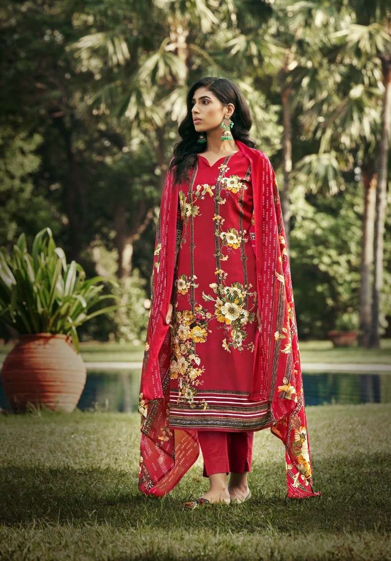 Zulfat Designer Suits Hayaat Pure Cotton Top & Bottom With Pure Nazneem Dupatta On Wholesale