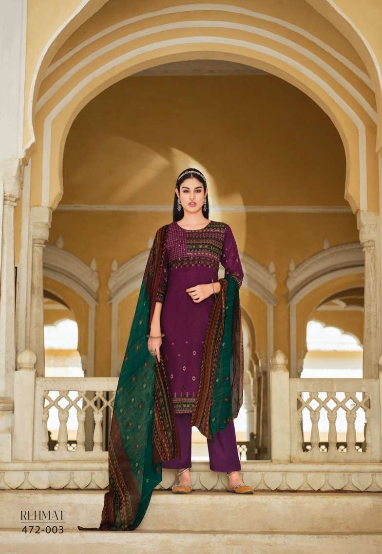 Alok Zulfat Present Rehmat Pure Cotton Designer Print With Mirror Handwork Top Bottom With Dupatta On Wholesale