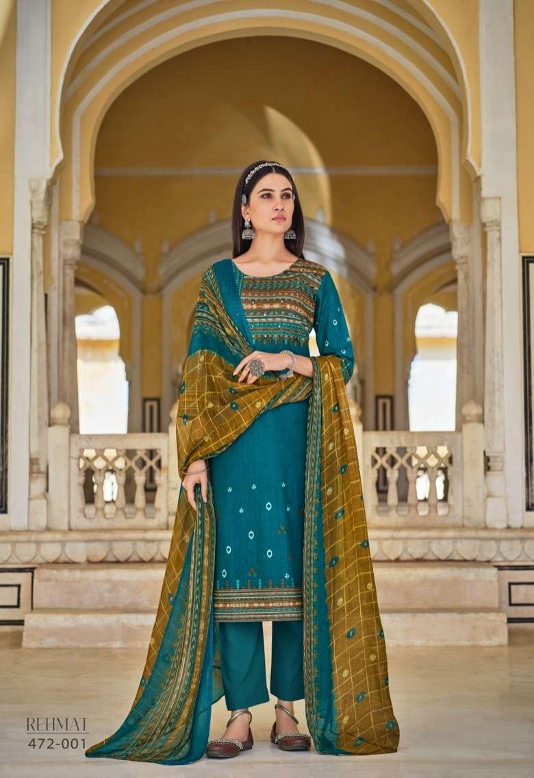 Alok Zulfat Present Rehmat Pure Cotton Designer Print With Mirror Handwork Top Bottom With Dupatta On Wholesale