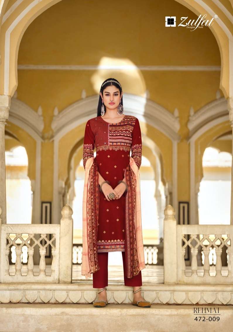 Alok Zulfat Present Rehmat Pure Cotton Designer Print With Mirror Handwork Top Bottom With Dupatta On Wholesale