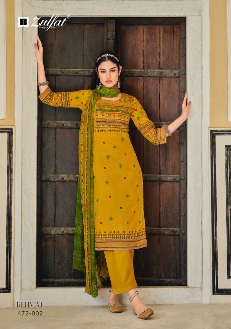 Alok Zulfat Present Rehmat Pure Cotton Designer Print With Mirror Handwork Top Bottom With Dupatta On Wholesale