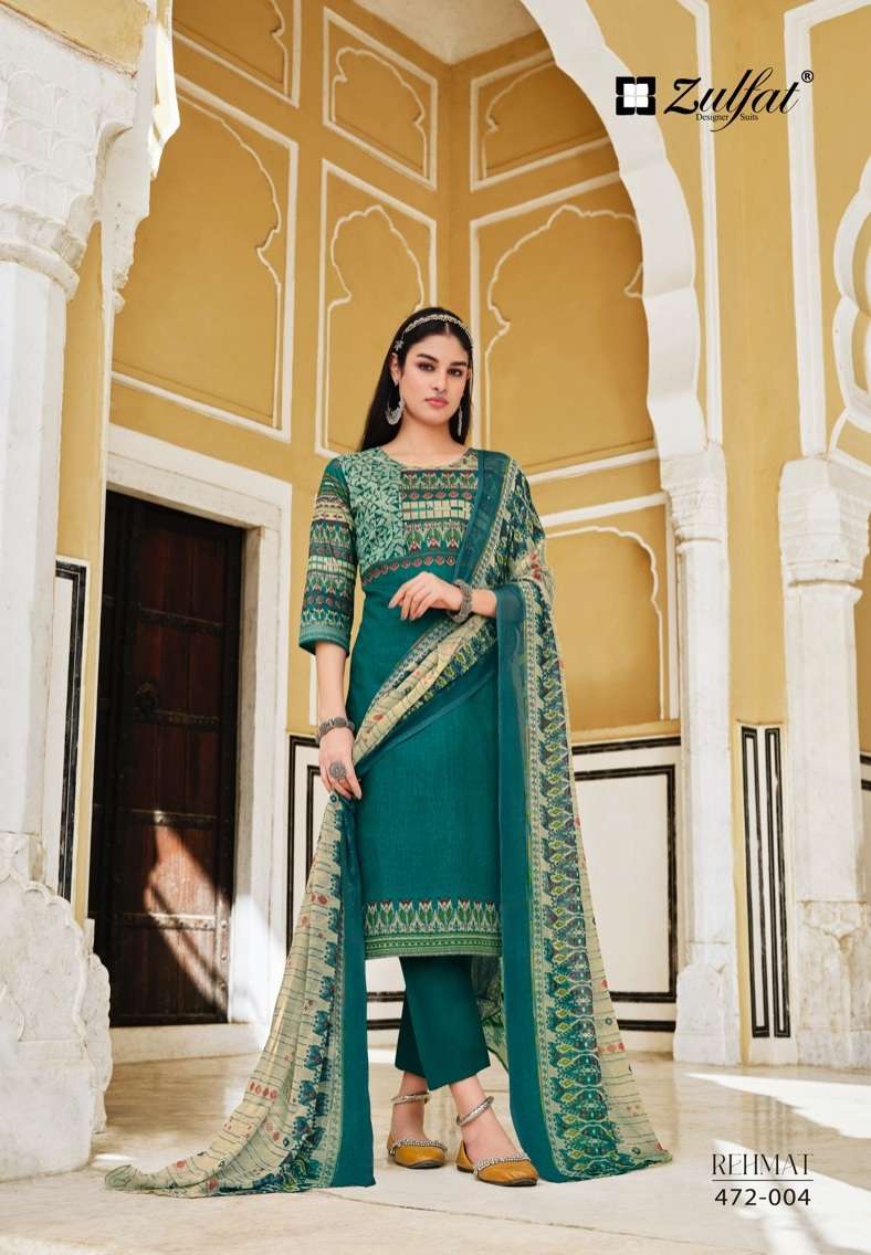 Alok Zulfat Present Rehmat Pure Cotton Designer Print With Mirror Handwork Top Bottom With Dupatta On Wholesale