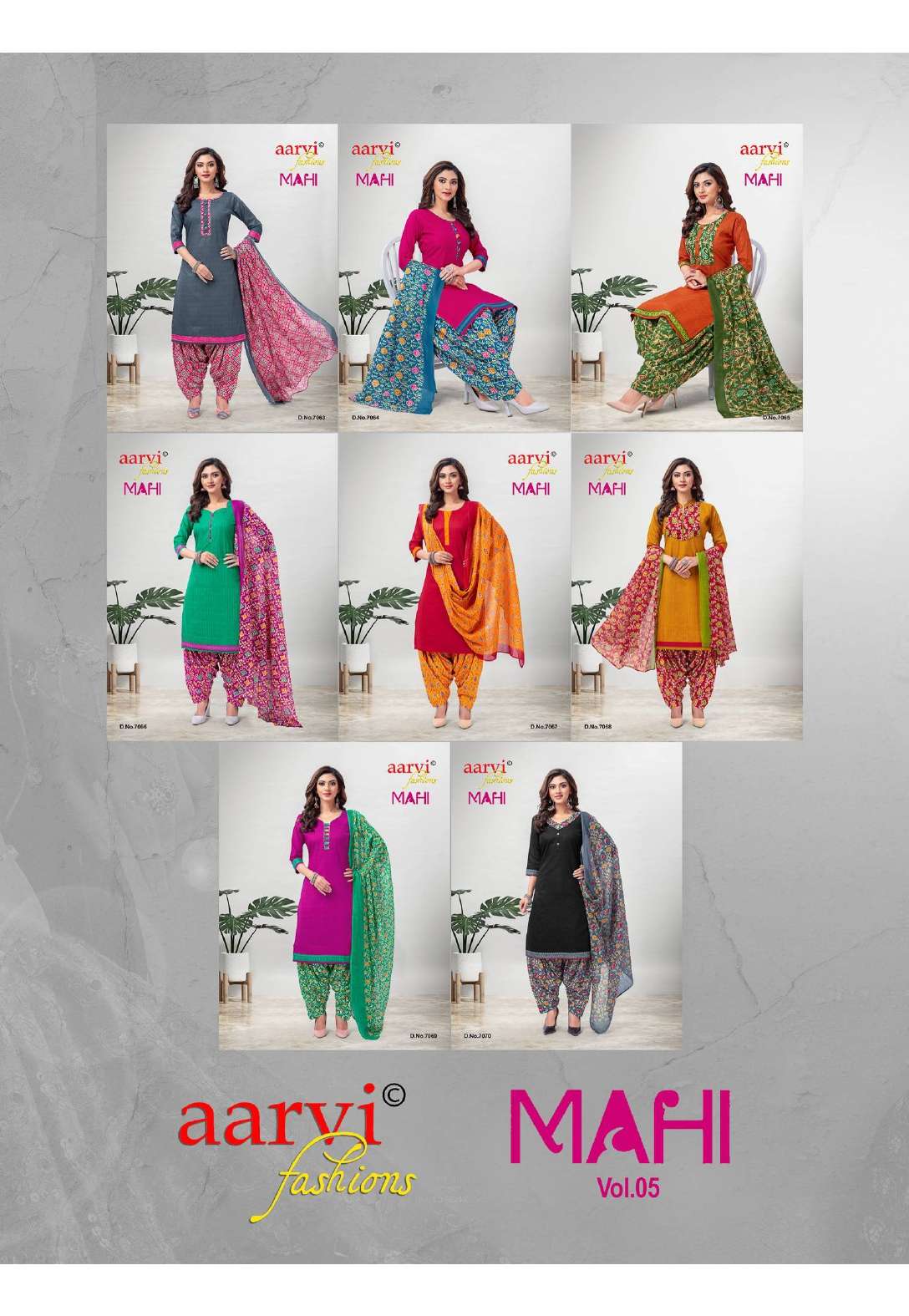 Aarvi Mahi Vol 5 Pure Dobby Cotton Top Bottom With Dupatta Readymade On Wholesale