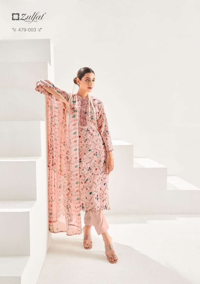 Alok Khwaish Present Zulfat Designer Suits Pure Jam Cotton Print With Embroidery Work On Wholesale