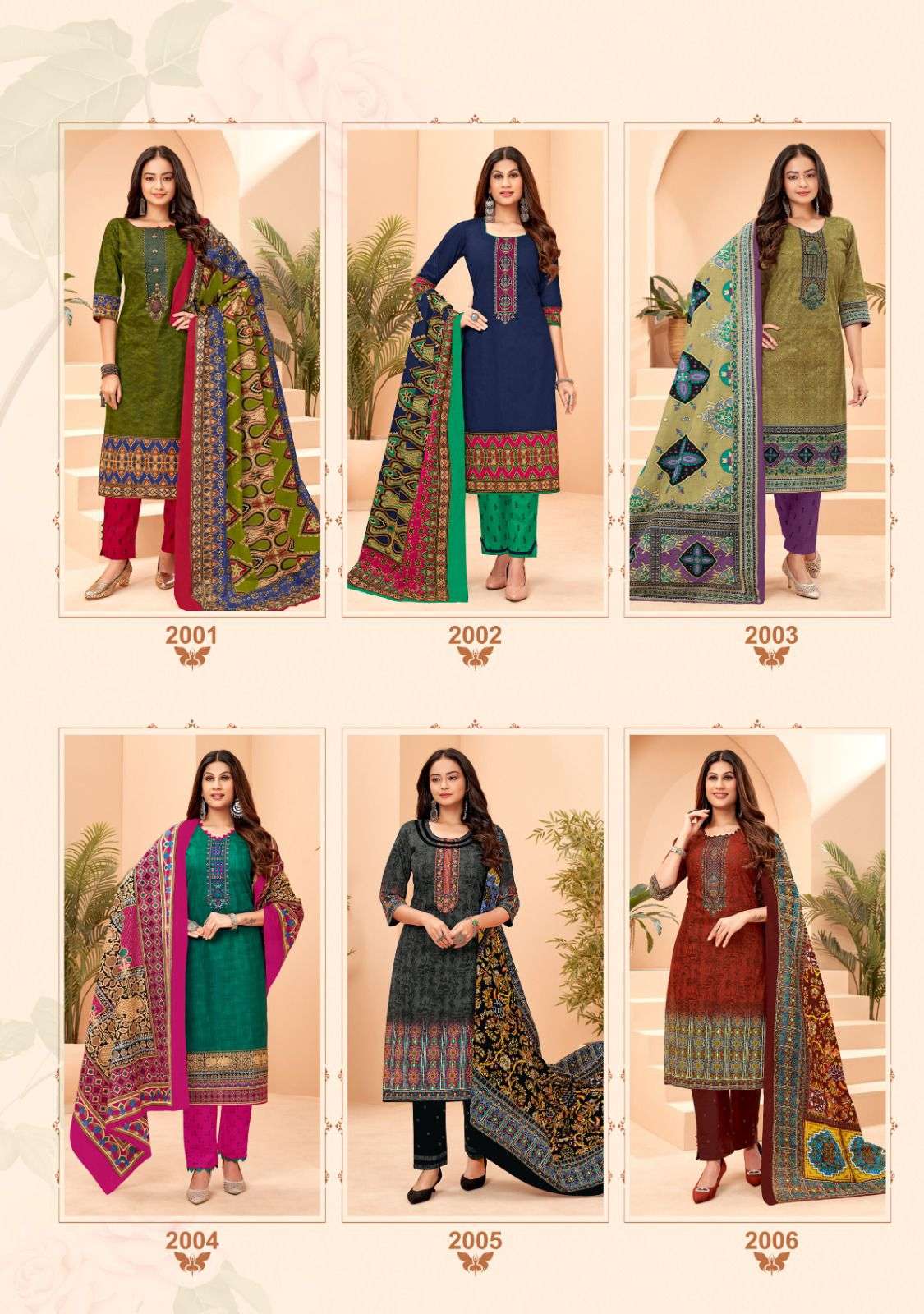 Balaji Netra Vol 2 Pure Cotton With Exclusive Embroidery Top Bottom With Dupatta On Wholesale