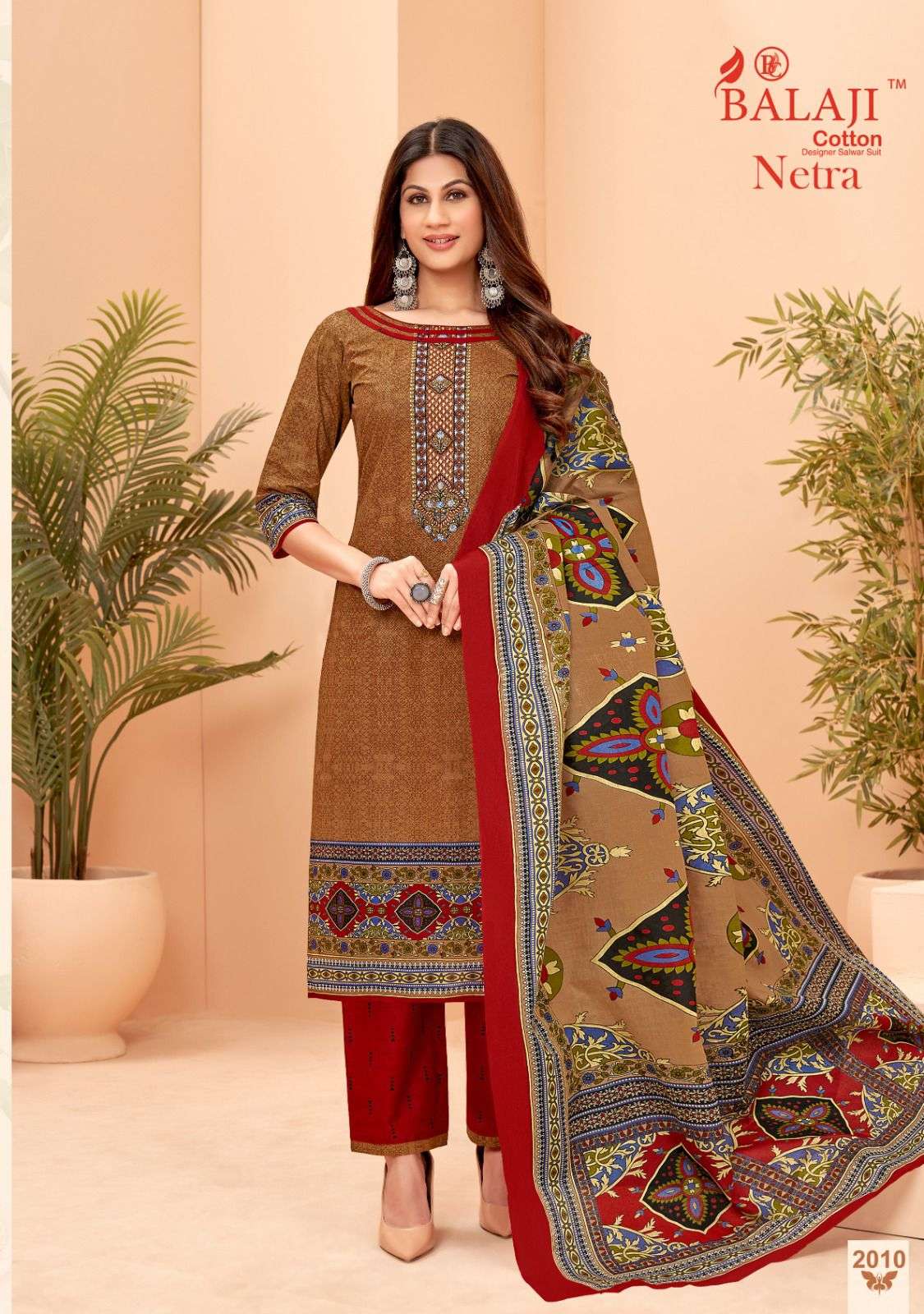 Balaji Netra Vol 2 Pure Cotton With Exclusive Embroidery Top Bottom With Dupatta On Wholesale