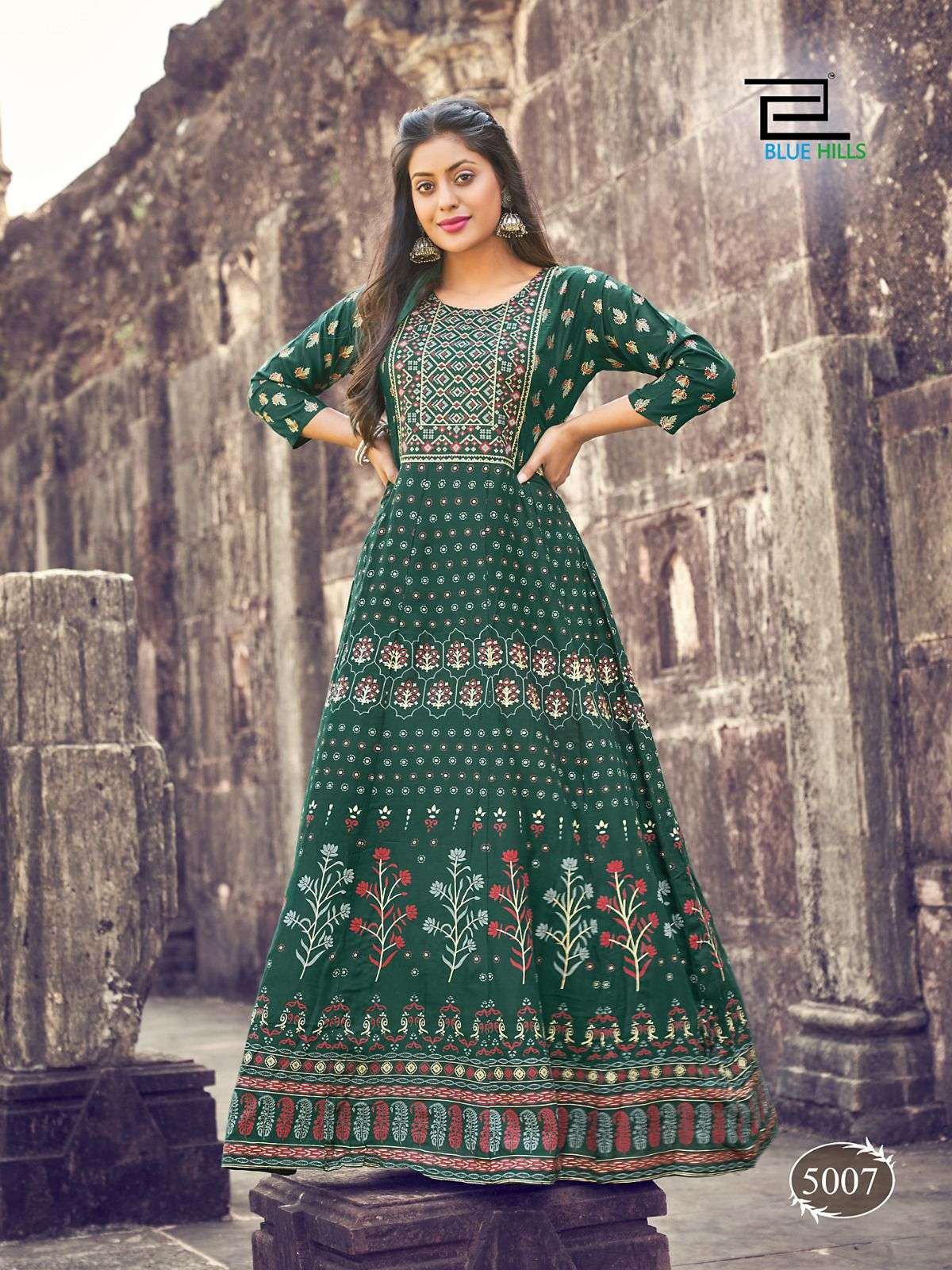Blue Hills Festival Night Vol 5 Designer Long Anarkali Kurti Collection On Wholesale
