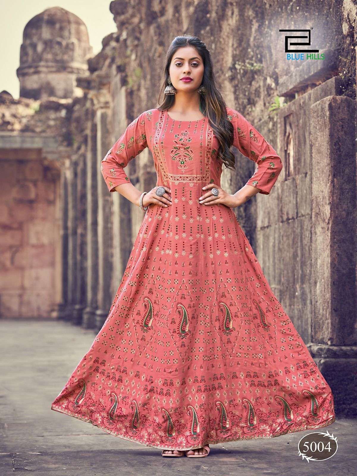 Blue Hills Festival Night Vol 5 Designer Long Anarkali Kurti Collection On Wholesale