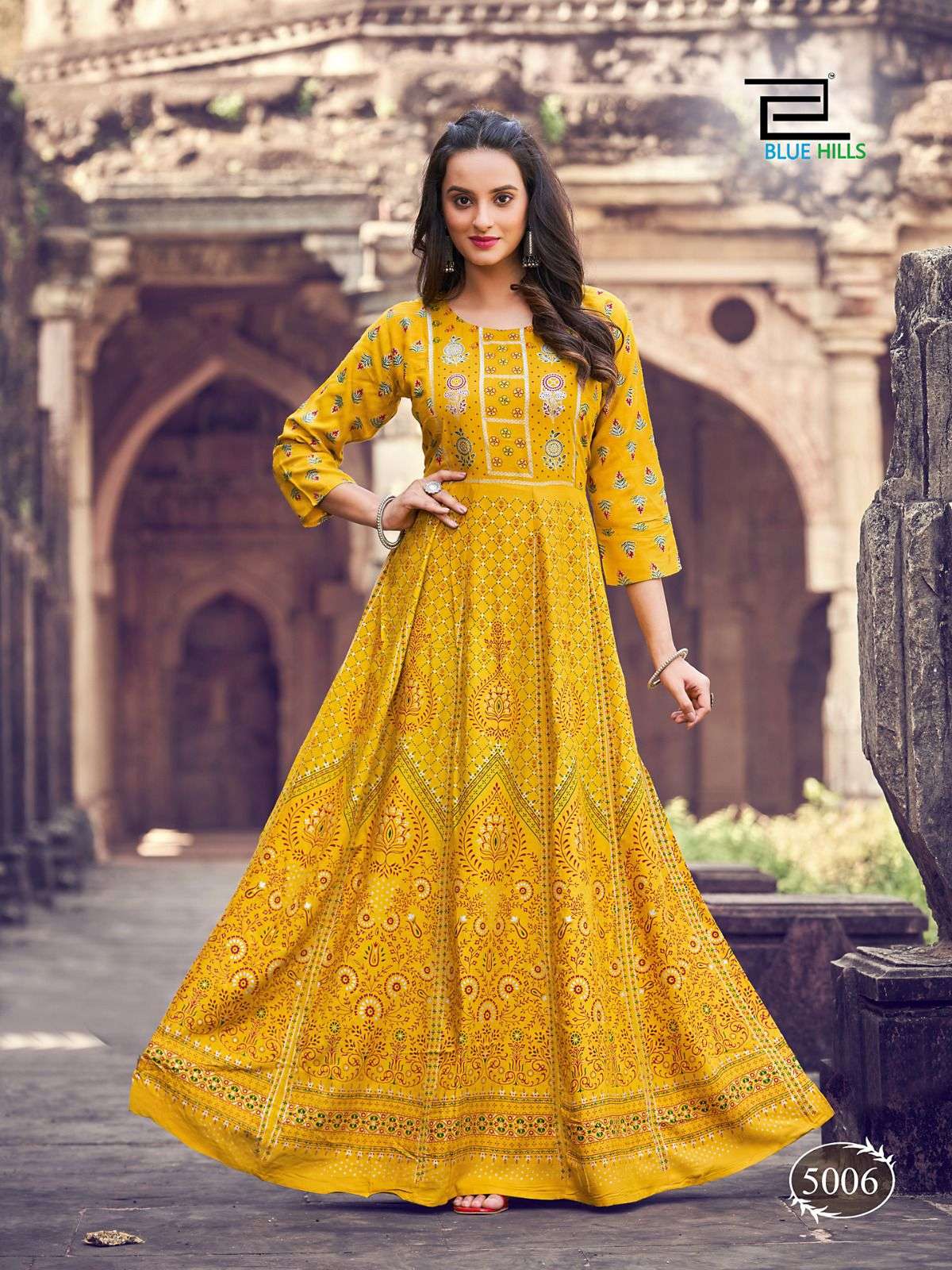 Blue Hills Festival Night Vol 5 Designer Long Anarkali Kurti Collection On Wholesale