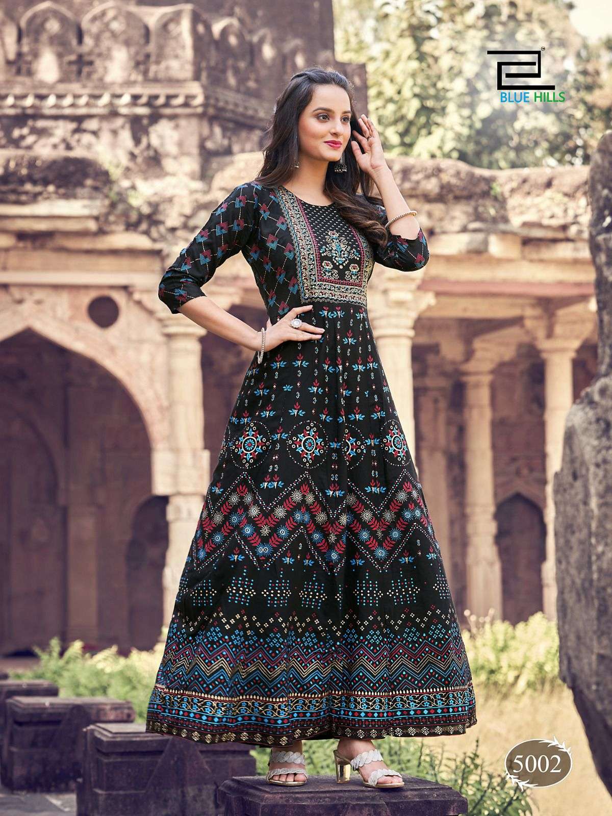 Blue Hills Festival Night Vol 5 Designer Long Anarkali Kurti Collection On Wholesale