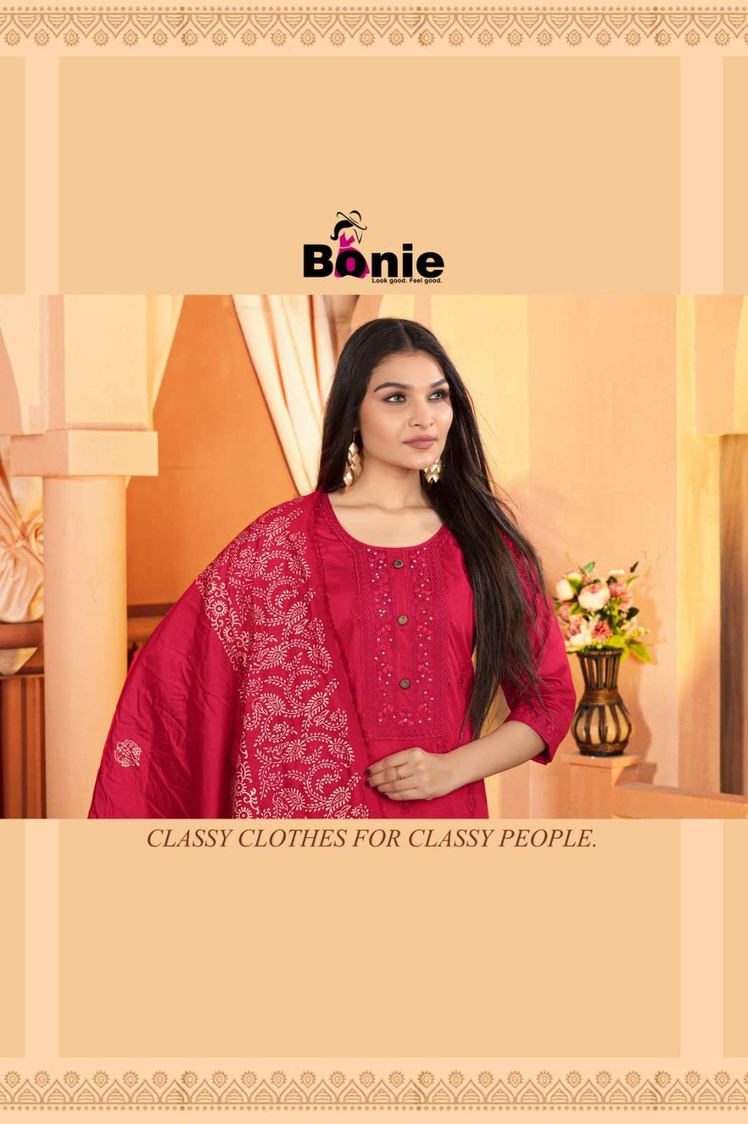 Bonie Flora Vol 4 Chanderi With Lining Inside With Amazing Embroidery On Wholesale