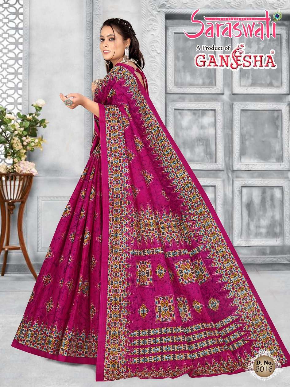 Ganesha Saraswati Pure Cotton Saree On Wholesale