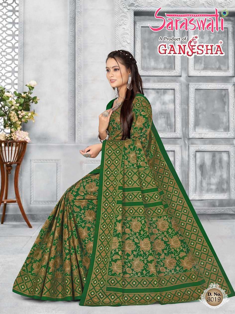 Ganesha Saraswati Pure Cotton Saree On Wholesale