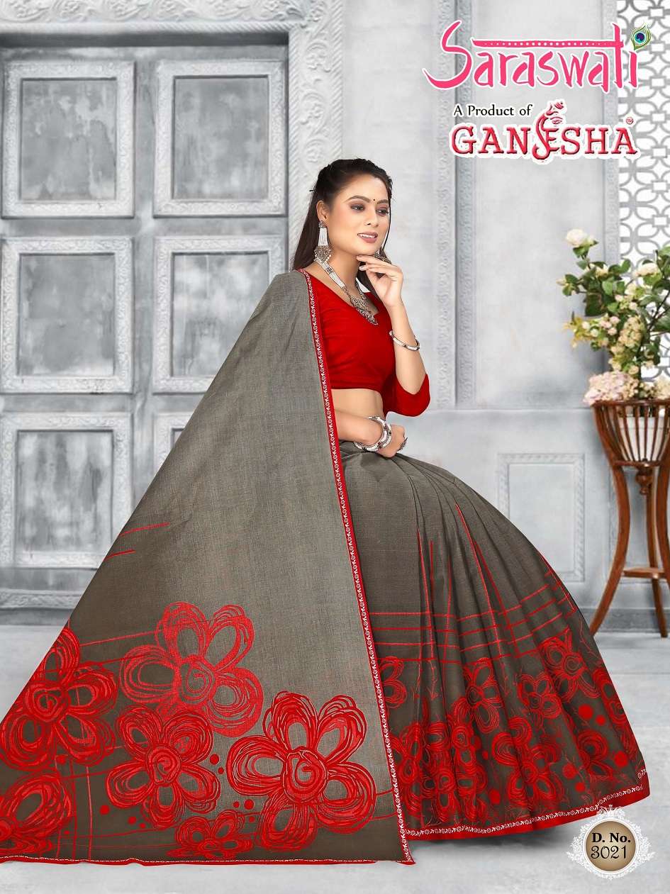 Ganesha Saraswati Pure Cotton Saree On Wholesale