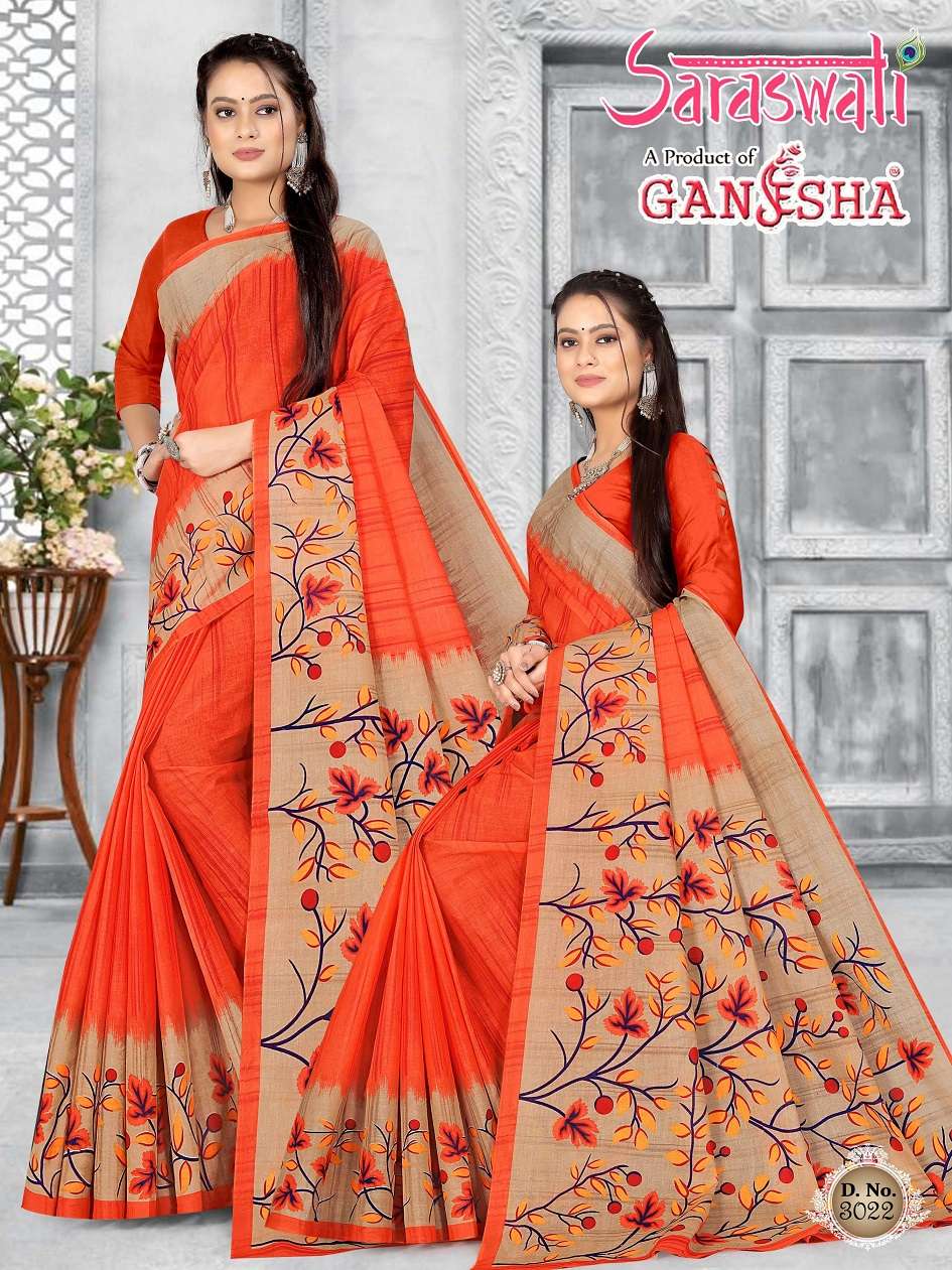 Ganesha Saraswati Pure Cotton Saree On Wholesale