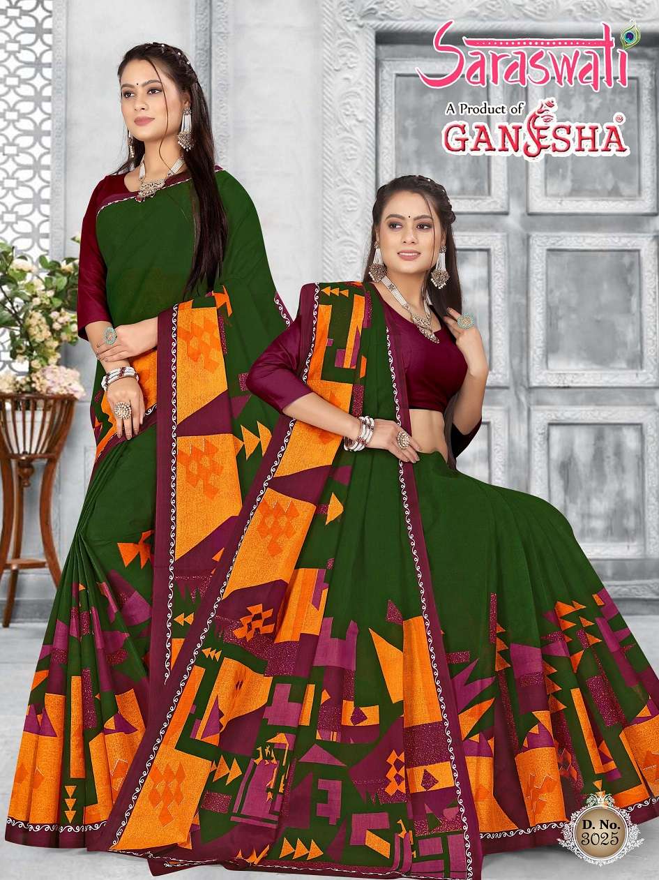 Ganesha Saraswati Pure Cotton Saree On Wholesale