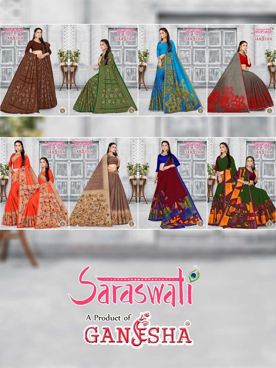 Ganesha Saraswati Pure Cotton Saree On Wholesale