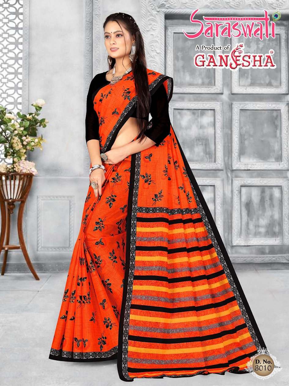 Ganesha Saraswati Pure Cotton Saree On Wholesale