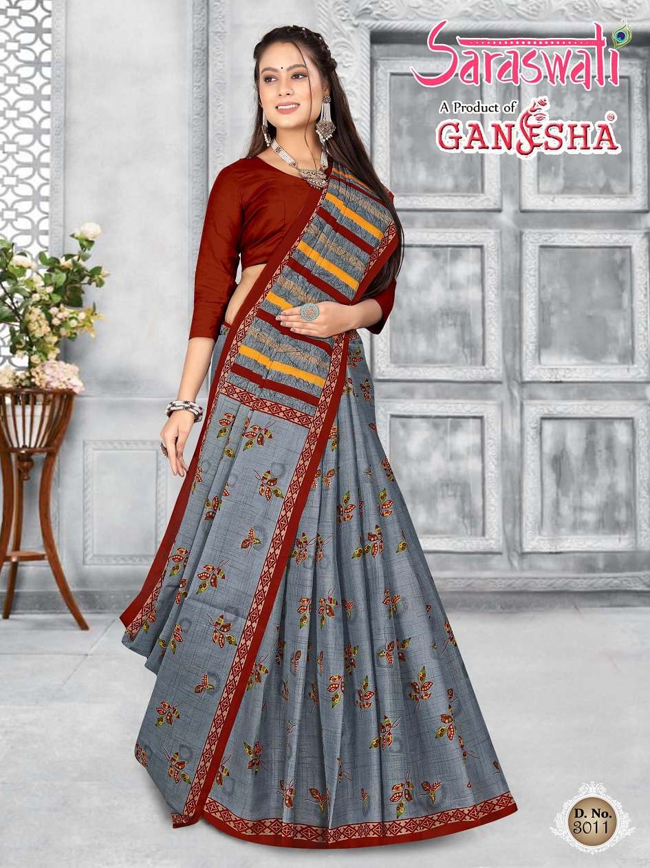 Ganesha Saraswati Pure Cotton Saree On Wholesale