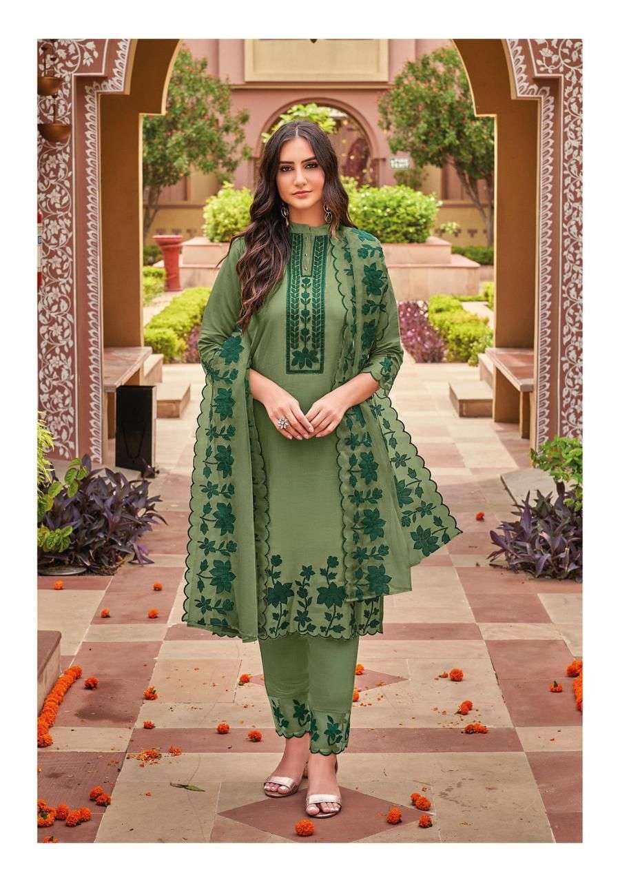 Kailee Fashion Pure Silk Designer Fancy Appliqe Work On Wholesale