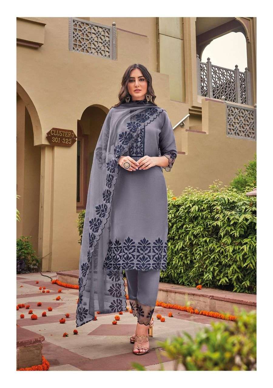 Kailee Fashion Pure Silk Designer Fancy Appliqe Work On Wholesale