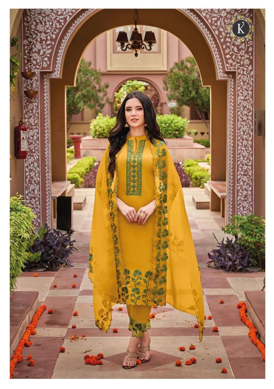 Kailee Fashion Pure Silk Designer Fancy Appliqe Work On Wholesale