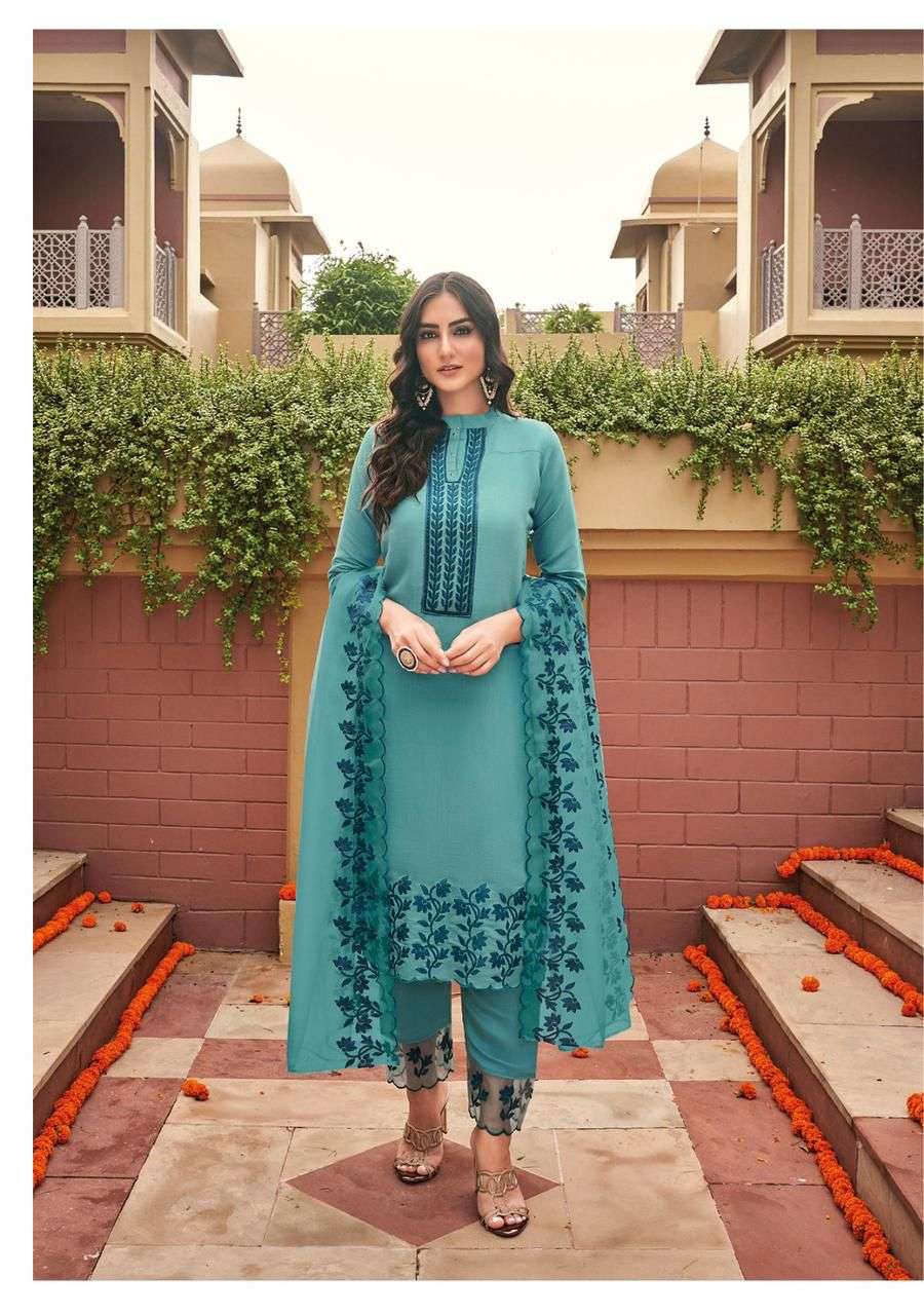 Kailee Fashion Pure Silk Designer Fancy Appliqe Work On Wholesale
