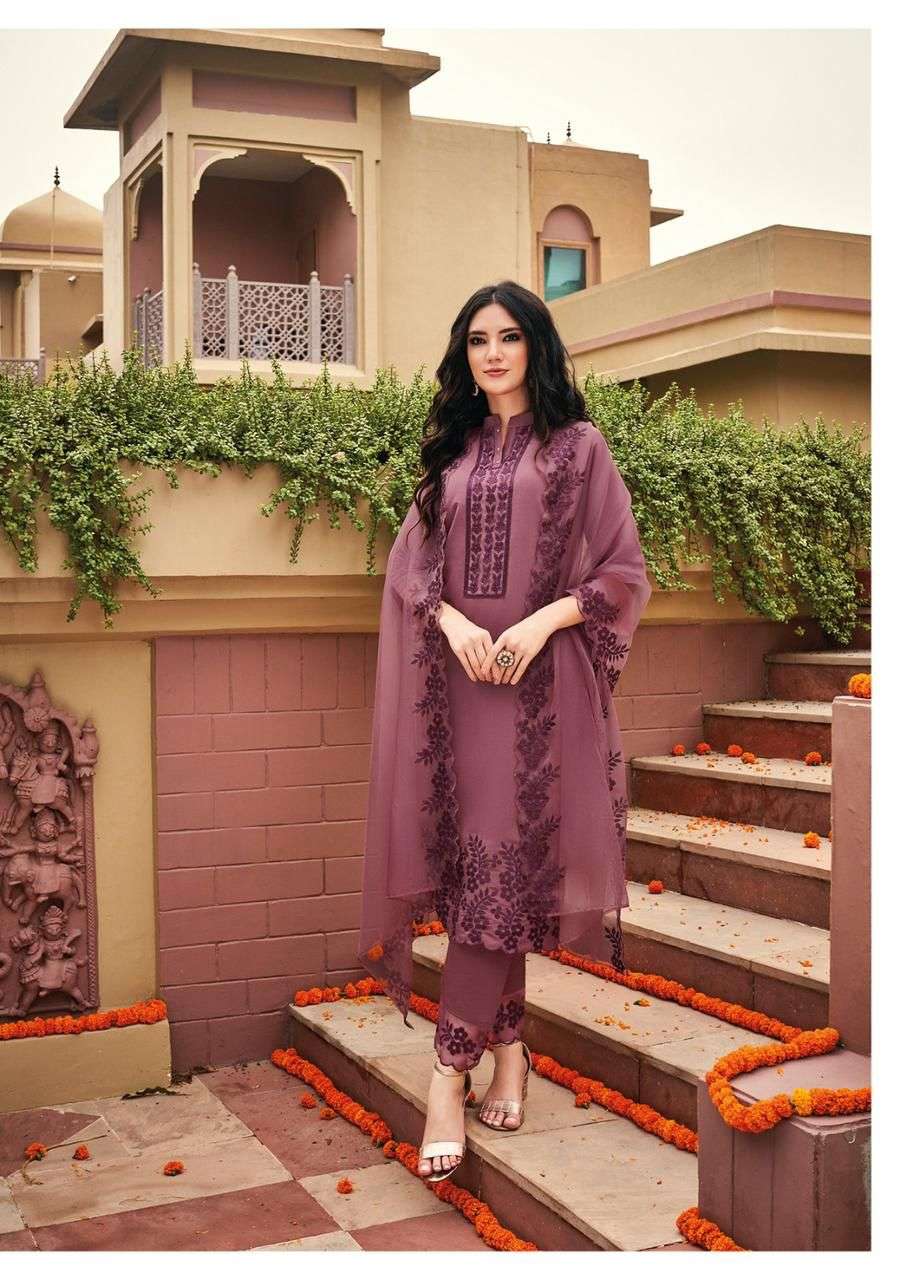 Kailee Fashion Pure Silk Designer Fancy Appliqe Work On Wholesale