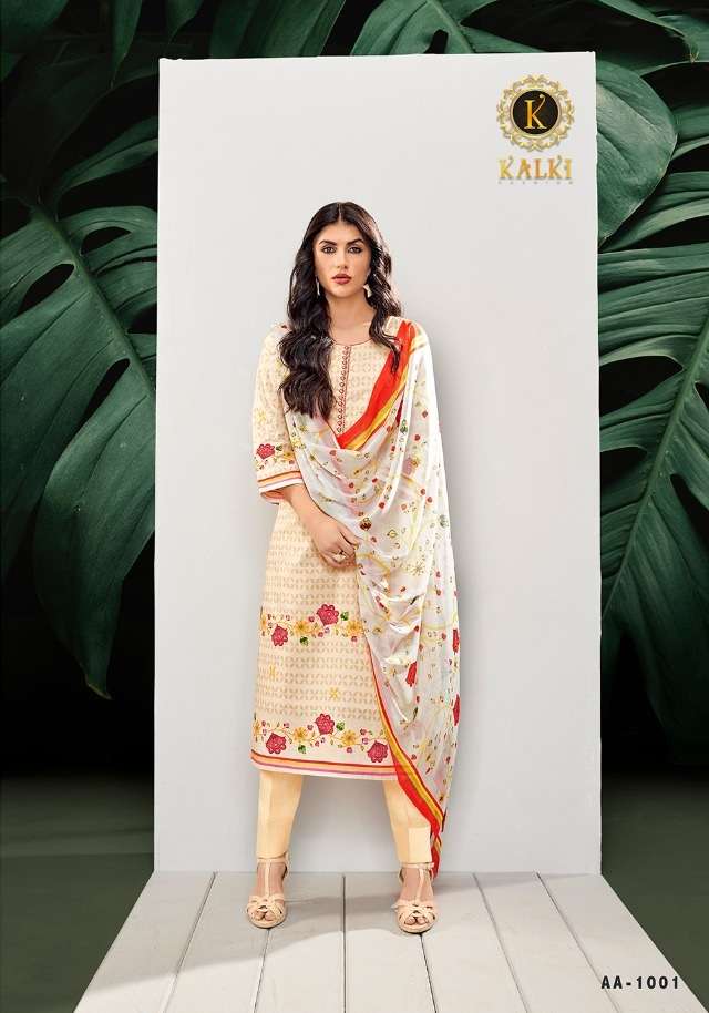 Kalki Fashion Kalki Vol 1 Pure Azza Lawn Cotton With Neck Work On Wholesale
