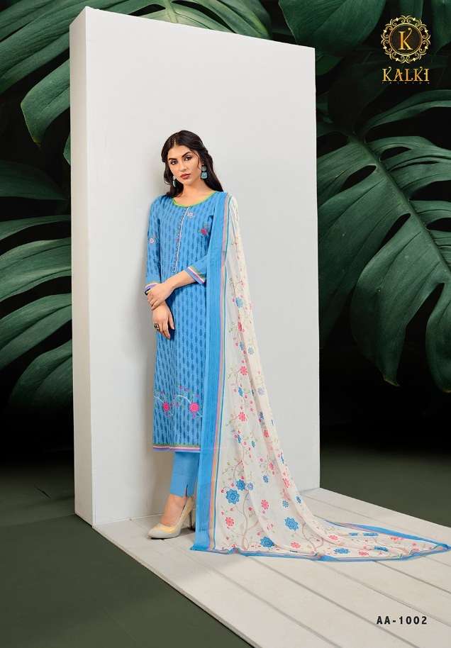 Kalki Fashion Kalki Vol 1 Pure Azza Lawn Cotton With Neck Work On Wholesale