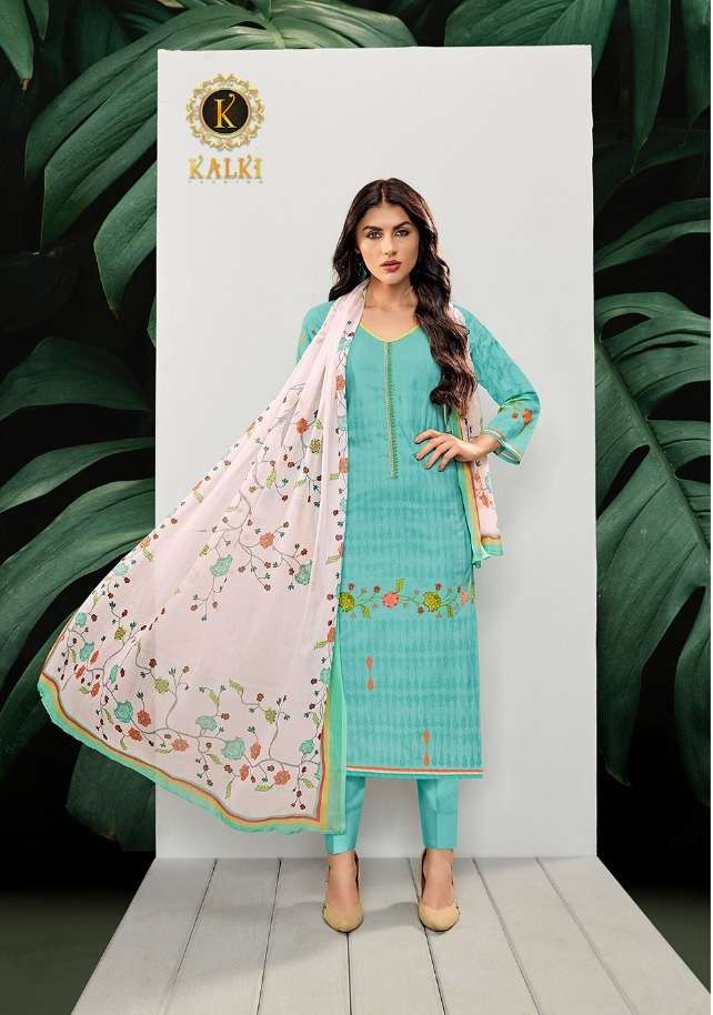 Kalki Fashion Kalki Vol 1 Pure Azza Lawn Cotton With Neck Work On Wholesale