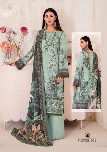 Keval Fab Qurbat Lawn Cotton Printed Top Bottom With Dupatta On Wholesale