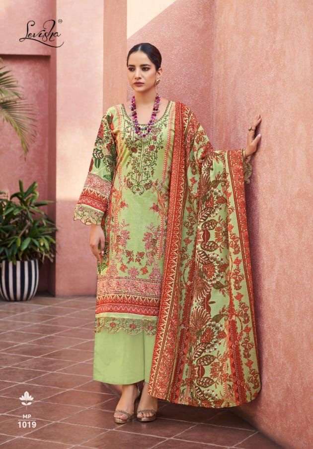 Levisha Mahefuz Vol 3 Satin Cotton Pakistani Print & Fancy Self Embroidery Top Bottom With Dupatta On Wholesale