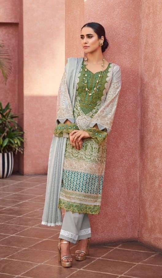 Levisha Mahefuz Vol 3 Satin Cotton Pakistani Print & Fancy Self Embroidery Top Bottom With Dupatta On Wholesale