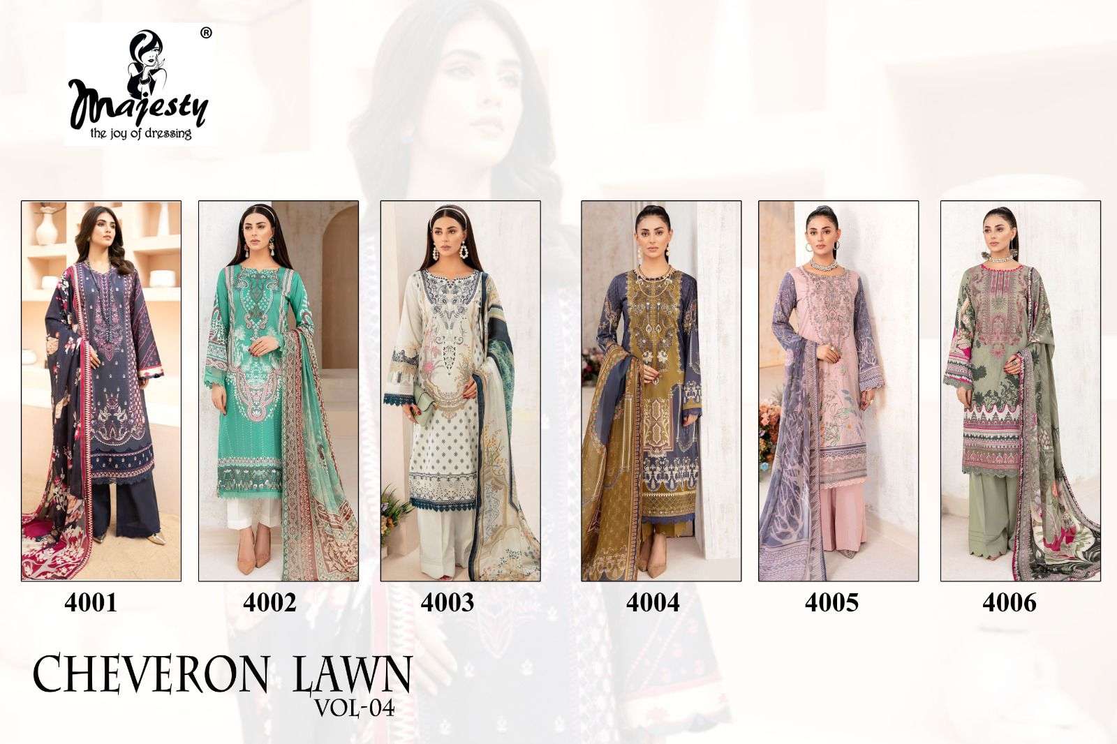 Majesty Cheveron Lawn Vol -4 Suit On wholesale