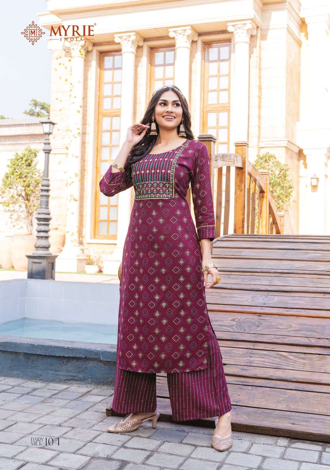 Mayrie India Dairy Milk Heavy Reyon Print And Embroidery Work On Wholesale