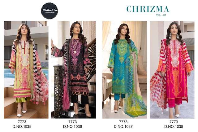 Mehboob Tex Charizma Pure Cotton Print With Embroidery Top Bottom With Dupatta On Wholesale