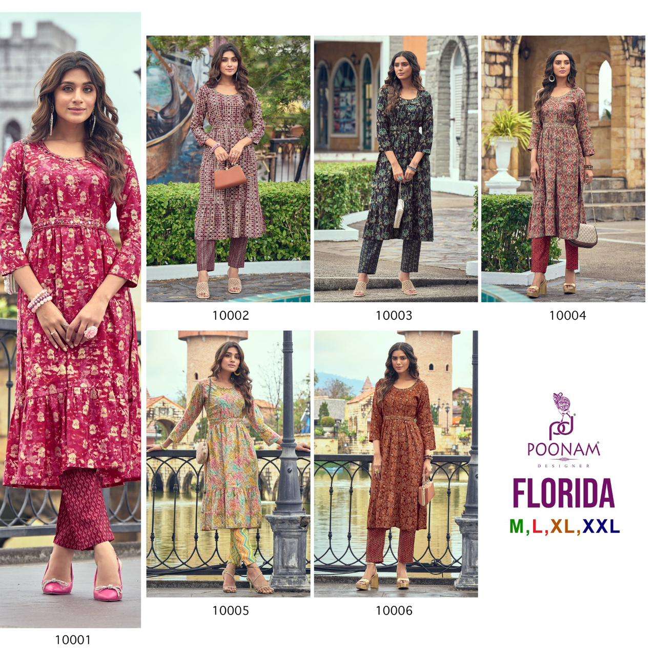 Poonam Designer Smit Creation Florida Pure Viscose Print With Choli Nackline Handwork With Belt On Wholesale
