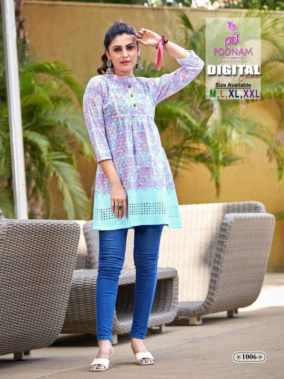 Poonam Designer Summer Special Launching Digital Chikan Tunic On Wholesale