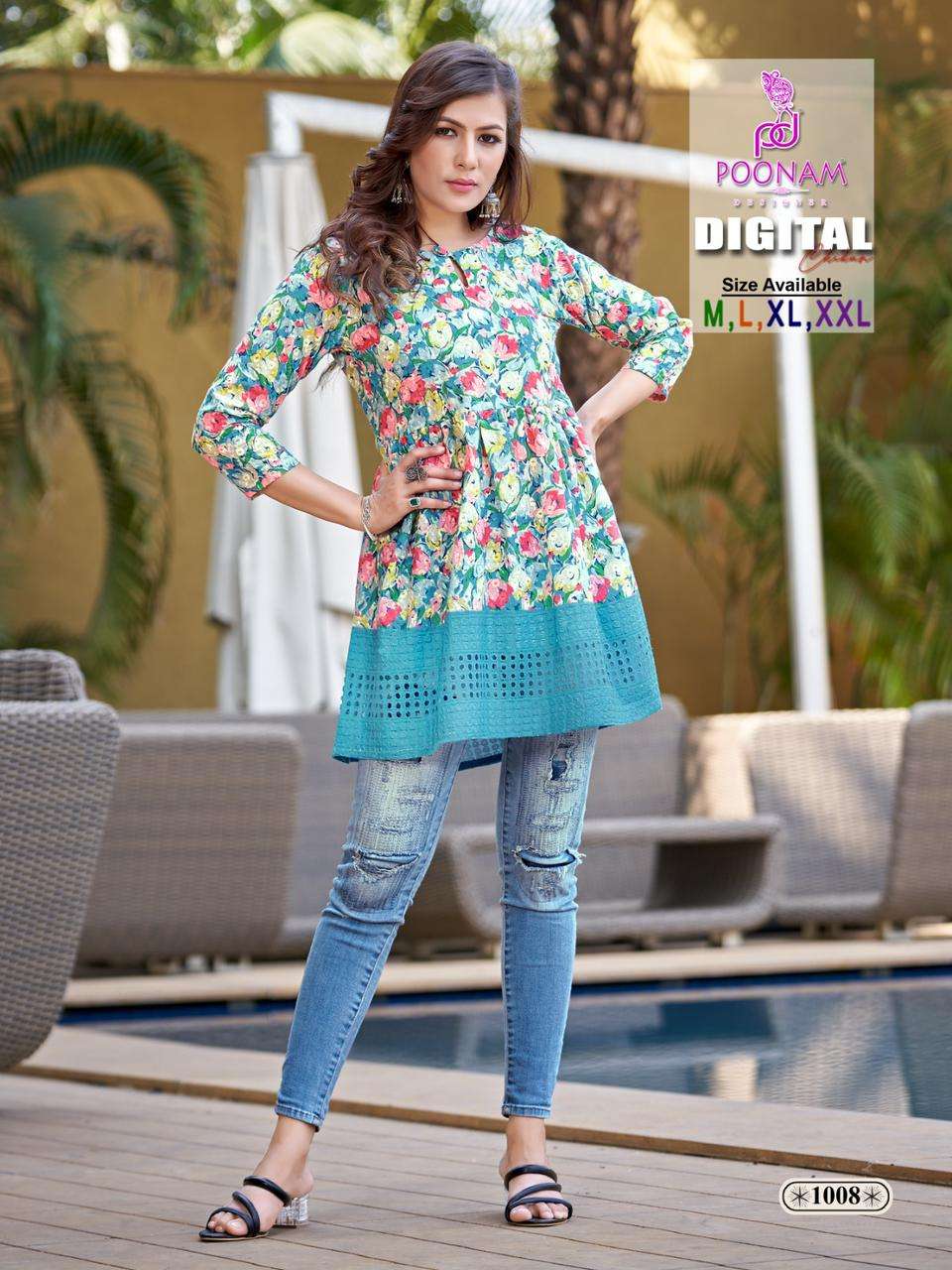 Poonam Designer Summer Special Launching Digital Chikan Tunic On Wholesale